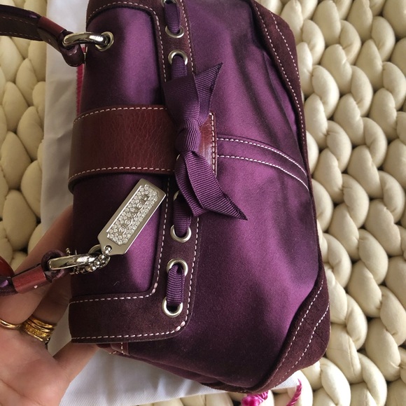 Coach Satin Mini Top Handle Leather Bag with Pave Crystals - Picture 9 of 10